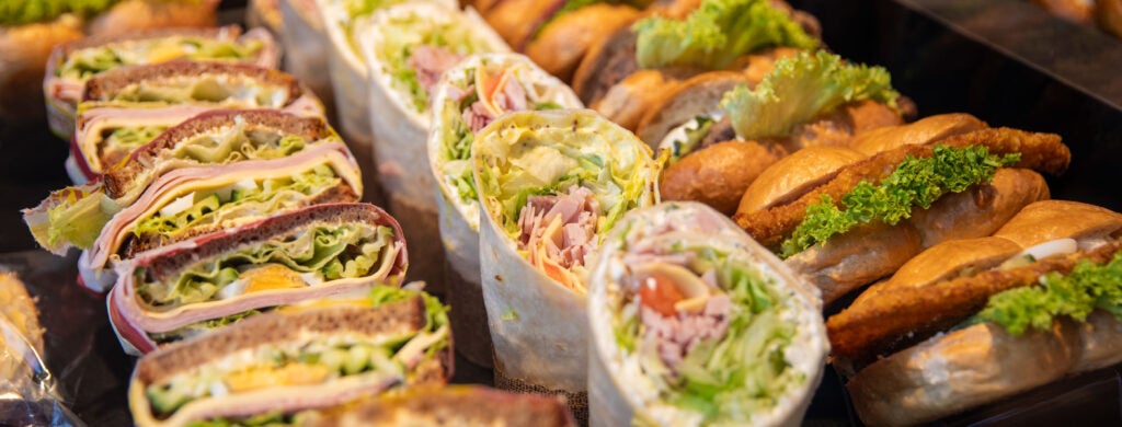 A mouthwatering selection of wraps and sandwiches from Bruin Café