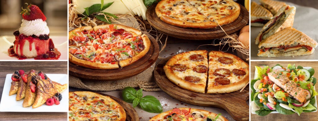 a tasty variety of pizzas and salads await at Cafe 1919